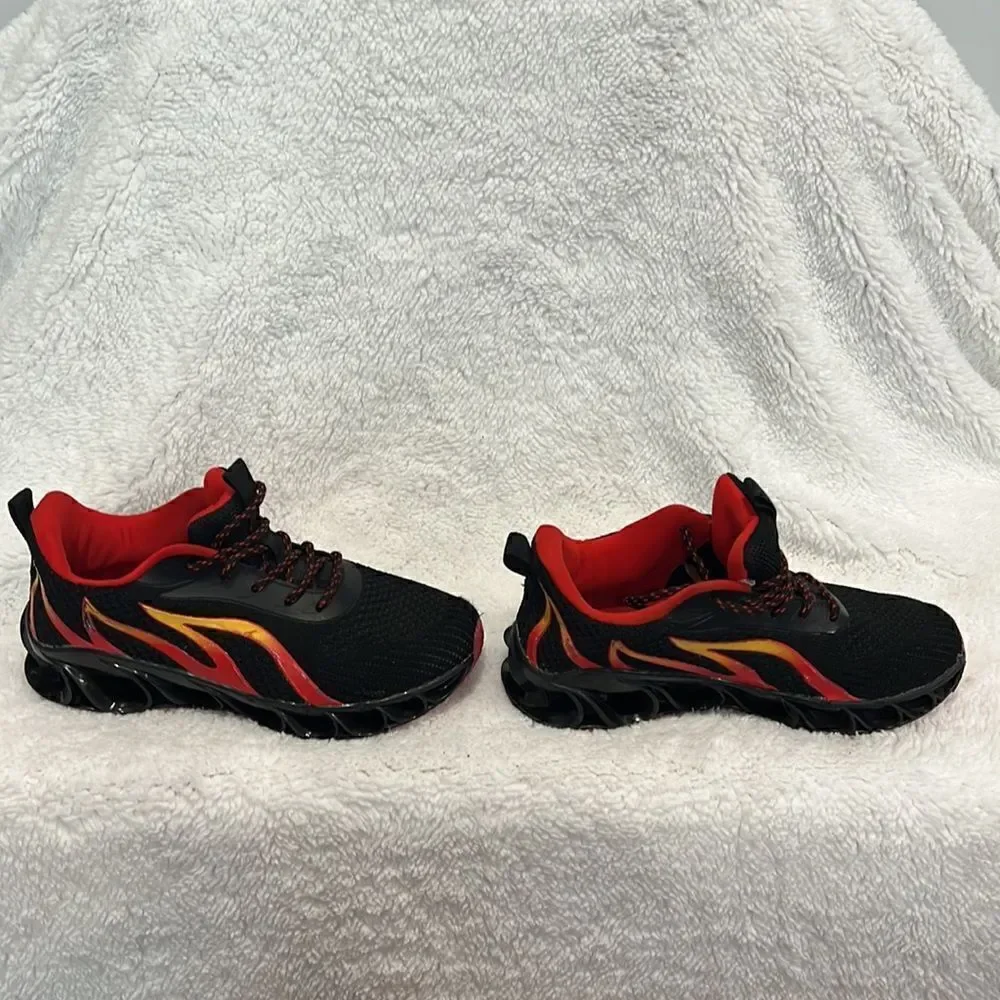 Black and Red Flame Sneakers  - Size 4